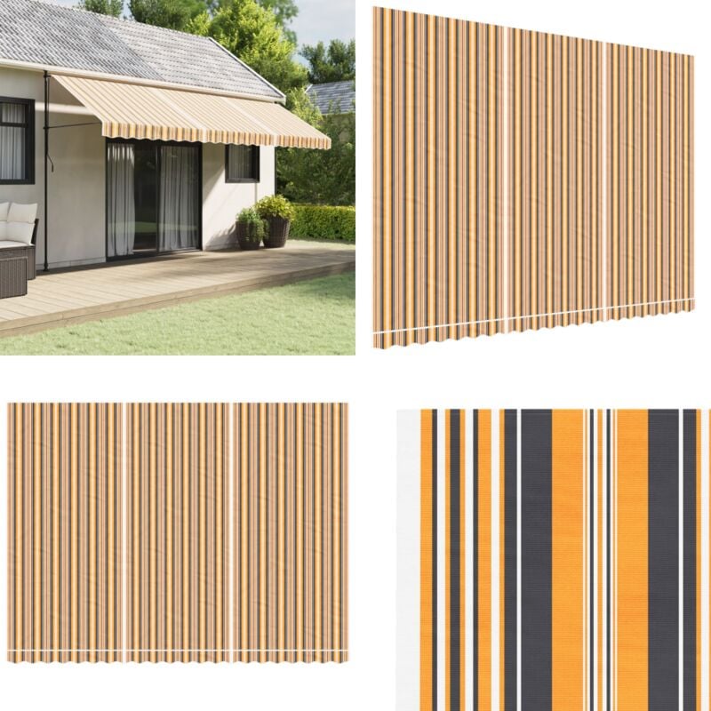 Vidaxl - Tissu de remplacement pour auvent rayures multicolores 5x3,5 m - Toile De Store - Tissu D'auvent - Auvent De Jardin - Parasol - Abri Solaire