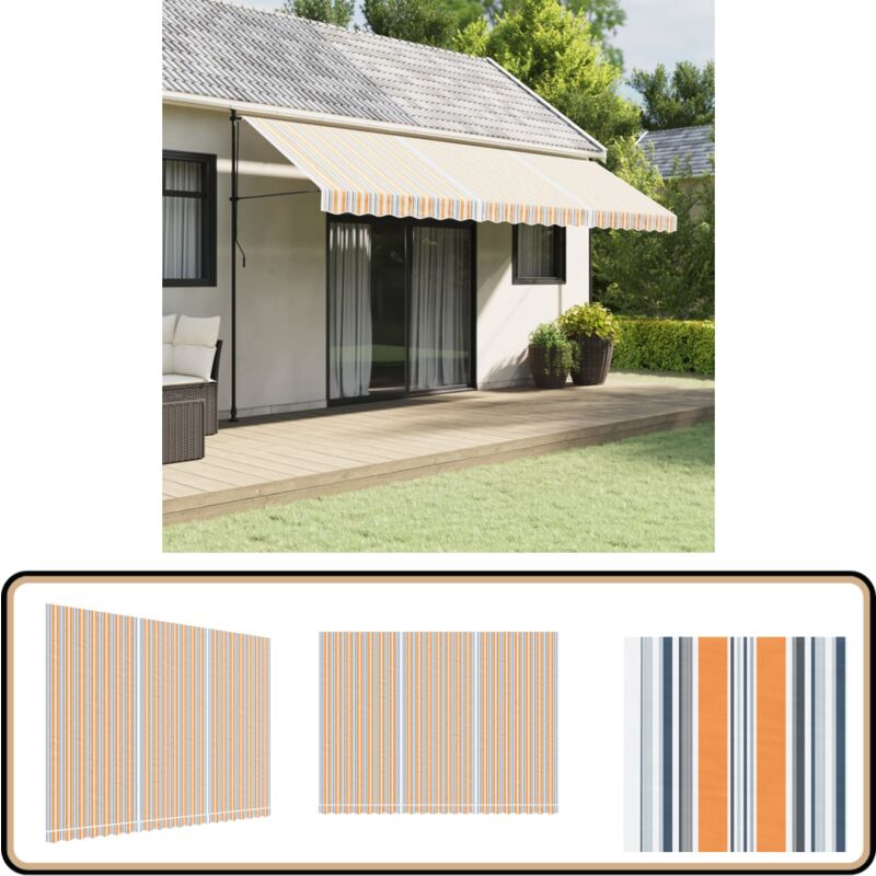 Vidaxl - Tissu de remplacement pour auvent rayures multicolores 5x3,5 m - Toile De Store - Tissu D'auvent - Auvent De Jardin - Parasol - Couverture