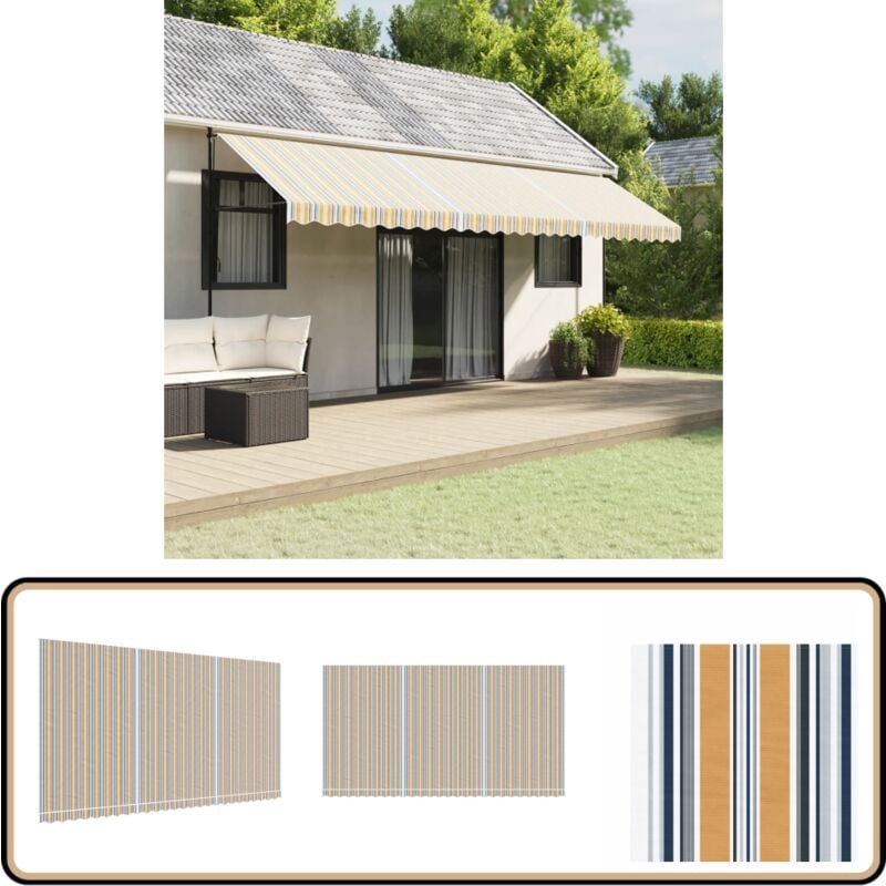Vidaxl - Tissu de remplacement pour auvent rayures multicolores 6x3 m - Toile De Store - Tissu D'ombrage - Auvent De Jardin - Parasol - Couverture