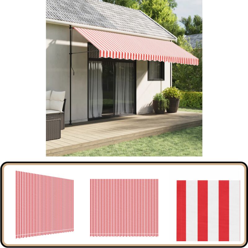 Vidaxl - Tissu de remplacement pour auvent rayures rouges et blanches - Toile De Store - Tissu D'auvent - Auvent De Jardin - Parasol - Couverture