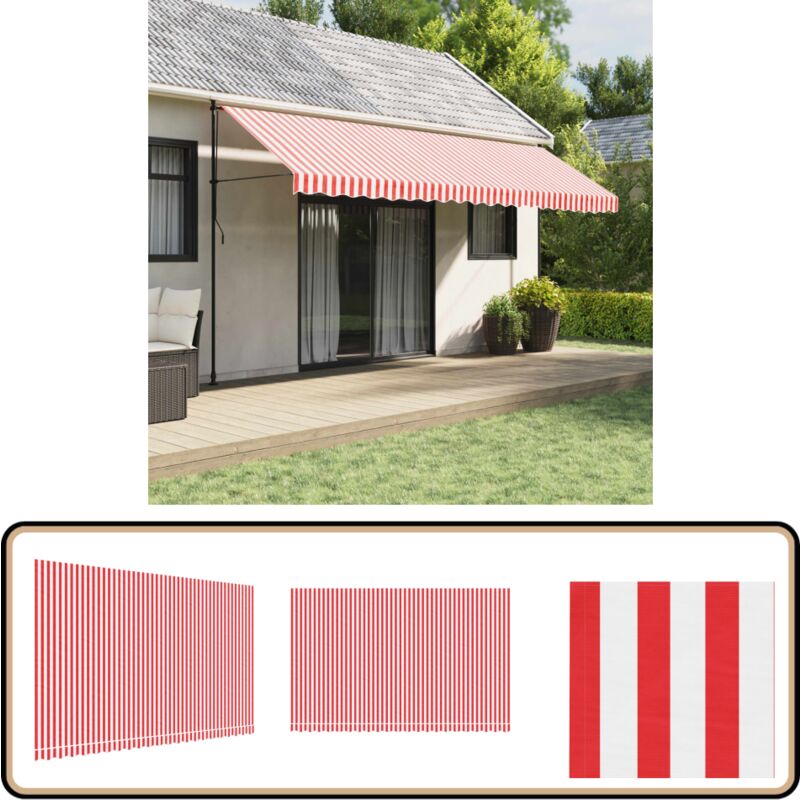 Vidaxl - Tissu de remplacement pour auvent rayures rouges et blanches - Toile De Store - Tissu D'auvent - Auvent De Jardin - Parasol - Protection
