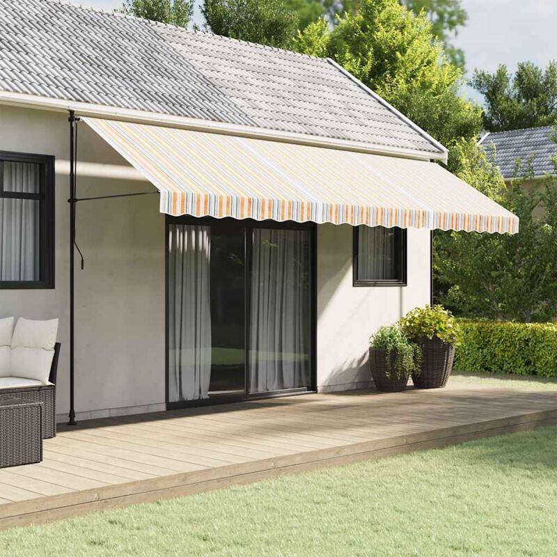 Tissu de remplacement pour auvent rayures multicolores 5x3,5 m - Vidaxl