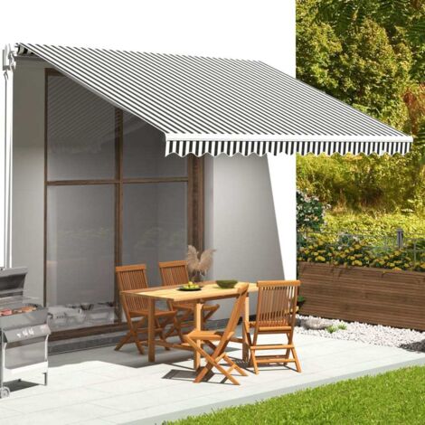 Tissu de remplacement pour auvent Tissu de Rechange pour auvent Anthracite et blanc 4,5x3,5 m 82867