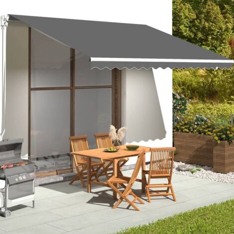 Tissu de remplacement pour auvent-Toile de rechange pour auvent Anthracite 4,5x3,5 m