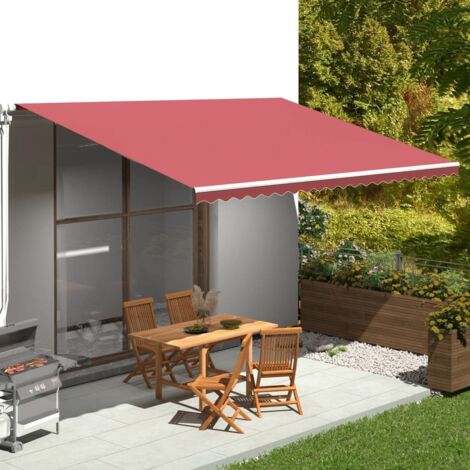 Tissu de remplacement pour auvent-Toile de rechange pour auvent Bordeaux rouge 5x3,5 m