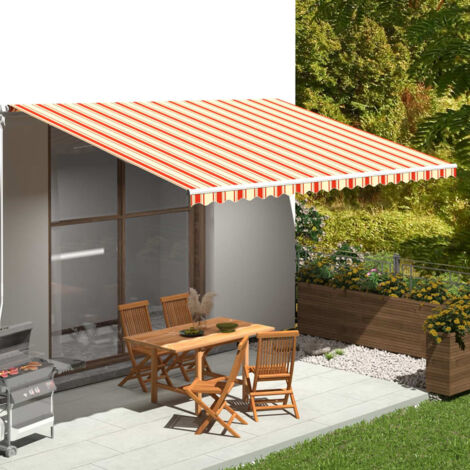 Tissu de remplacement pour auvent-Toile de rechange pour auvent Jaune et orange 5x3,5 m