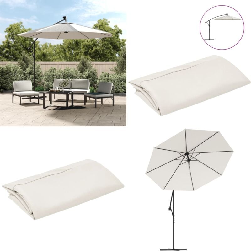 Tissu de remplacement pour parasol déporté Blanc sable 350 cm - tissu de remplacement - tissus de remplacement - Home & Living