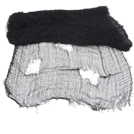 Tissu Effrayant Halloween Noir - Décoration Maison Hantée Fête 15,1ft