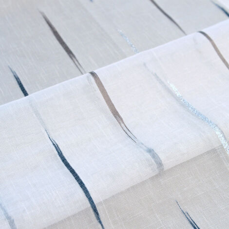 Tissu en étamine à rayures jacquard Bleu Paon 300 cm