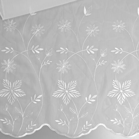 Tissu en voile sablé et brodé Blanc 290 cm