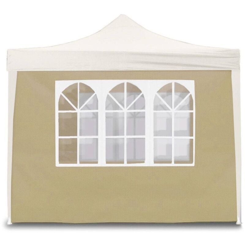 Couverture latérale beige 3x2m avec fenêtres pour tonnelle pliable 3x3m