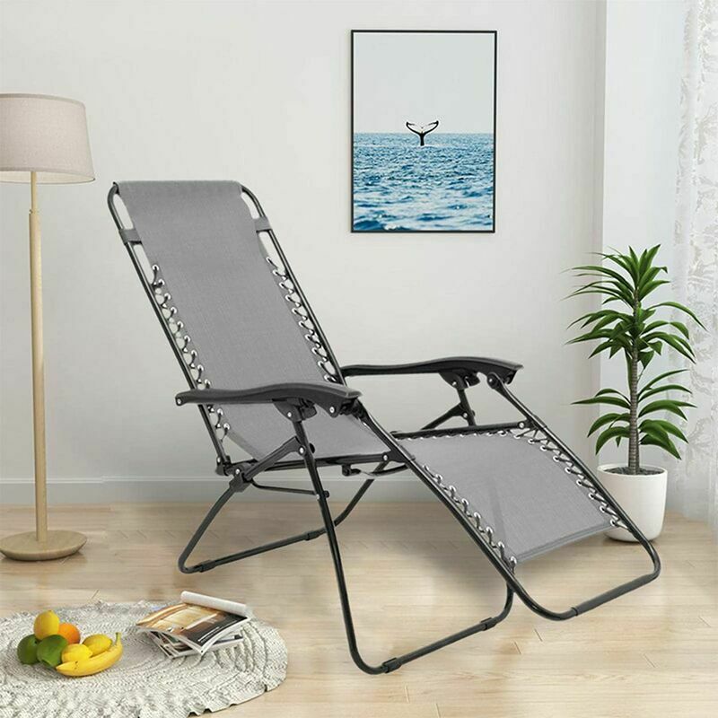 Tissu pour Chaise Zéro-gravité, Tissu de Remplacement et Sangles universelles, Chaise Longue Toile Tendue（Gris）