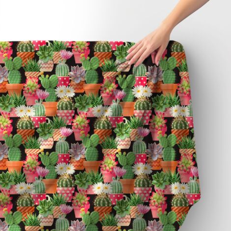 Tissu Royal Velvet Polyester à coudre - Motif Cactus en pot