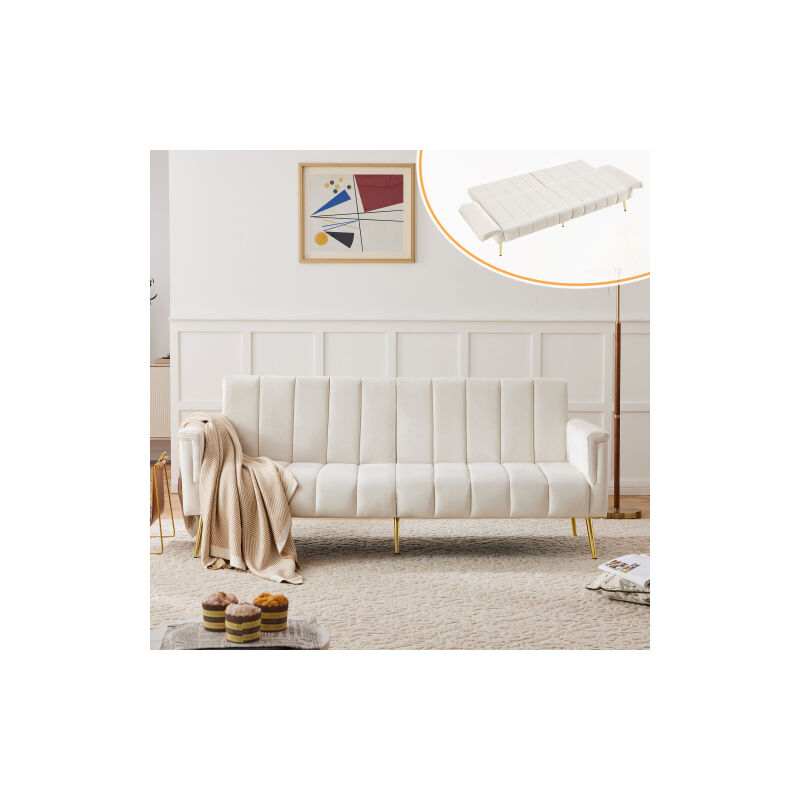 Ineasicer - Tissu velours, canapé-lit pliable, canapé-lit avec pieds auxiliaires, canapé-lit avec fonction de couchage, convient pour le salon, la