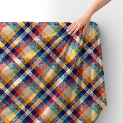 Tissu velours royal polyester à coudre - Motif à carreaux 49
