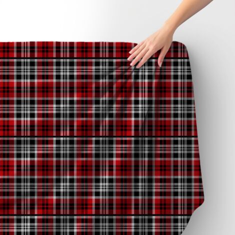 Tissu velours royal polyester à coudre - Motif à carreaux rouges