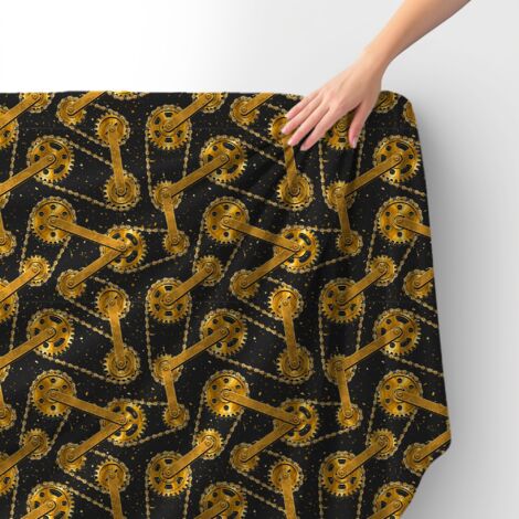 Tissu velours royal polyester à coudre – Motif chaîne avec engrenages