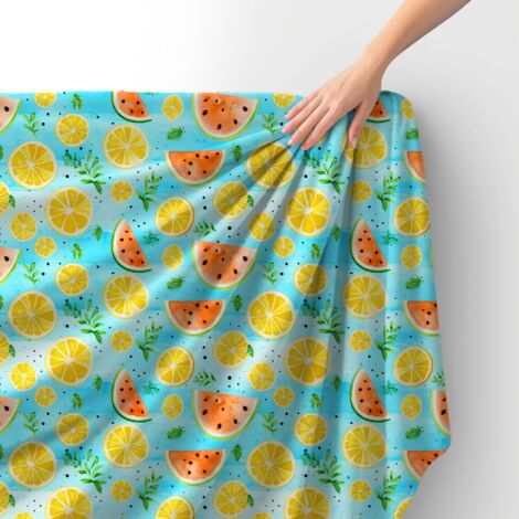 Tissu velours royal polyester à coudre – Motif citrons – RDX2209
