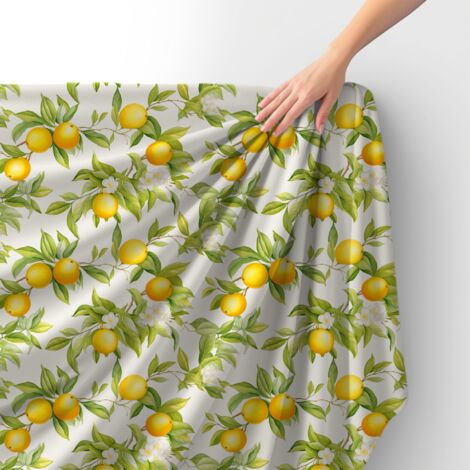 Tissu velours royal polyester à coudre – Motif citrons – RDX2407