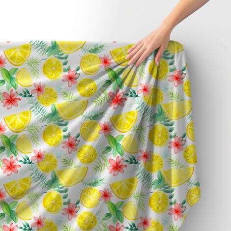 Tissu velours royal polyester à coudre – Motif citrons – RDX2958