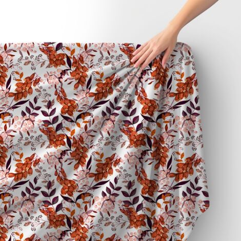 Tissu velours royal polyester à coudre - Motif feuilles peintes 2