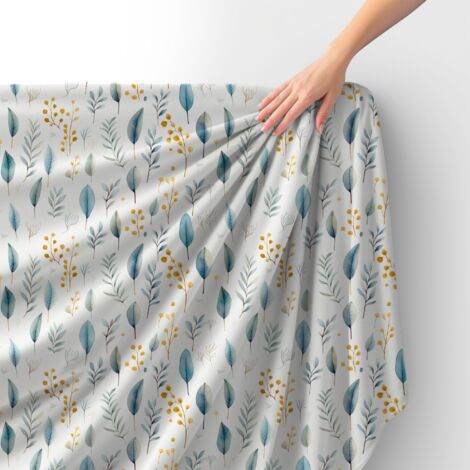 Tissu velours royal polyester à coudre – Motif feuilles – RDX2036