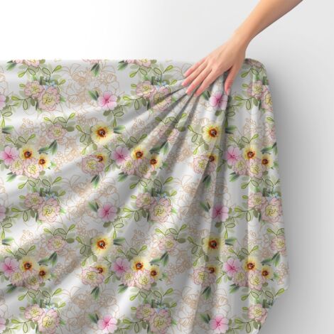 Tissu velours royal polyester à coudre - Motif fleurs 8