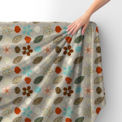 Tissu velours royal polyester à coudre - Motif fleurs et feuilles à pois