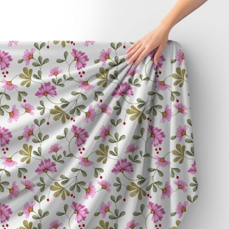 Tissu velours royal polyester à coudre - Motif fleurs peintes 11