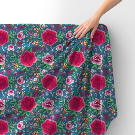 Tissu velours royal polyester à coudre - Motif floral espagnol