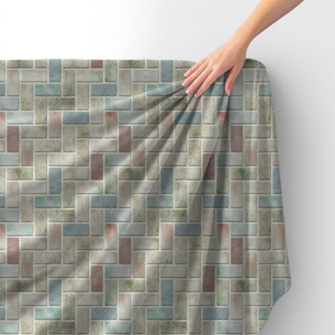 Tissu velours royal polyester à coudre - Motif mur de briques