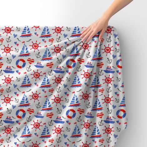 Tissu velours royal polyester à coudre - Motif nautique