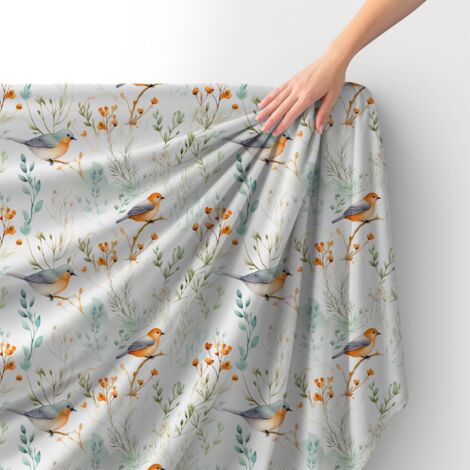 Tissu velours royal polyester à coudre – Motif oiseaux – RDX2115
