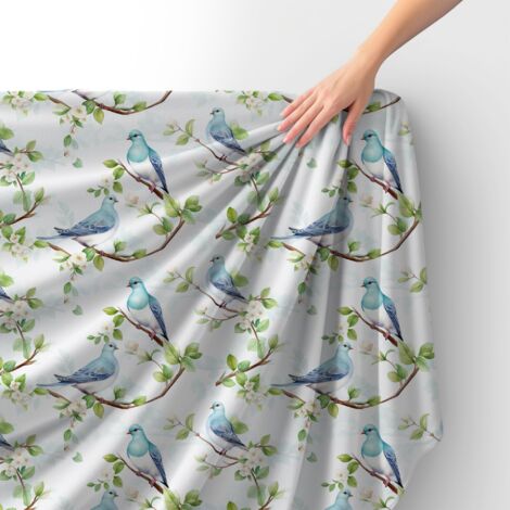 Tissu velours royal polyester à coudre – Motif oiseaux – RDX2745