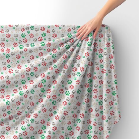 Tissu velours royal polyester à coudre - Motif pattes colorées 1