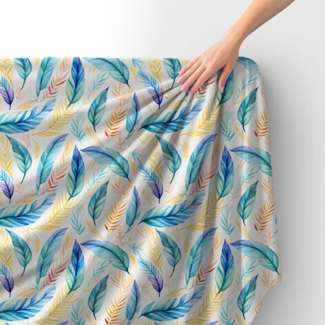 Tissu velours royal polyester à coudre – Motif plumes – RDX2462