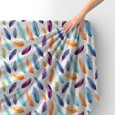 Tissu velours royal polyester à coudre – Motif plumes – RDX2569