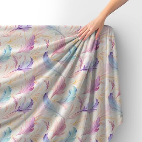 Tissu velours royal polyester à coudre – Motif plumes – RDX2579