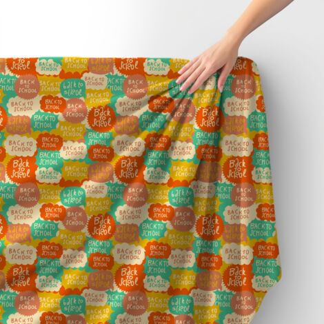 Tissu velours royal polyester à coudre - Motif Rentrée scolaire