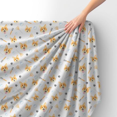 Tissu velours royal polyester à coudre - Motif toiletteur pour chiens