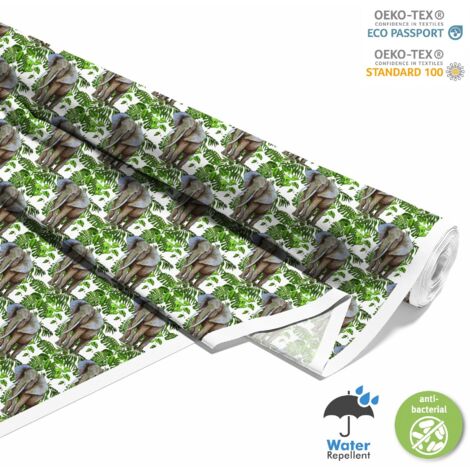 TISSUS DÉCORATIFS D'EXTÉRIEUR OXFORD - Motif Éléphant dans les Feuilles