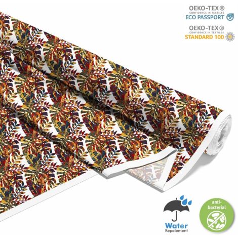 TISSUS DÉCORATIFS D'EXTÉRIEUR OXFORD - Motif feuilles aux couleurs d'automne I DX326