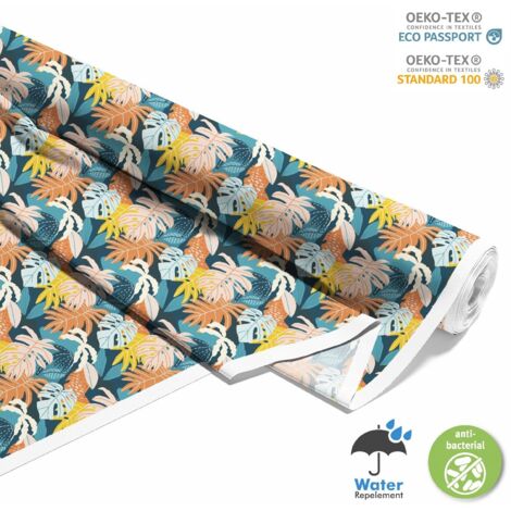 TISSUS DÉCORATIFS D'EXTÉRIEUR OXFORD - Motif feuilles de palmier colorées I DX269