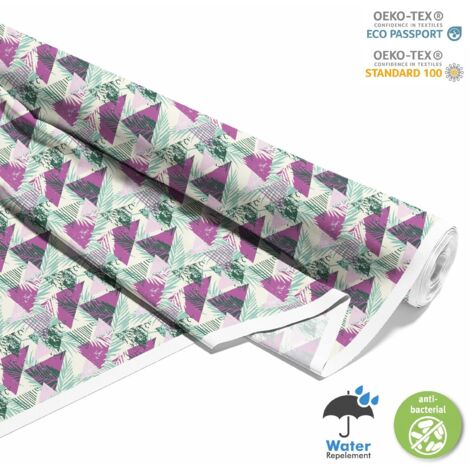 TISSUS DÉCORATIFS D'EXTÉRIEUR OXFORD - Motif feuilles et triangles I DX150