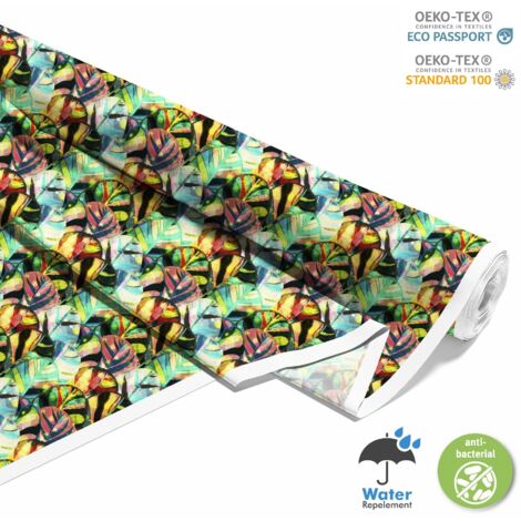 TISSUS DÉCORATIFS D'EXTÉRIEUR OXFORD - Motif feuilles peintes colorées