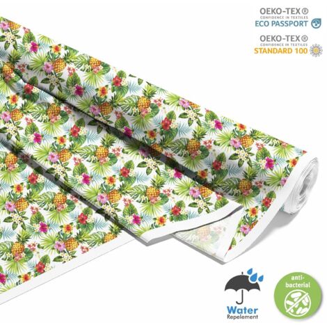 TISSUS DÉCORATIFS D'EXTÉRIEUR OXFORD - motif fleurs ananas I DX136