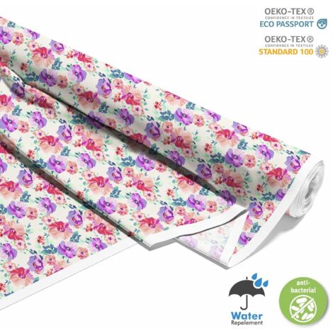 TISSUS DÉCORATIFS D'EXTÉRIEUR OXFORD - Motif fleurs aquarelles I DX109