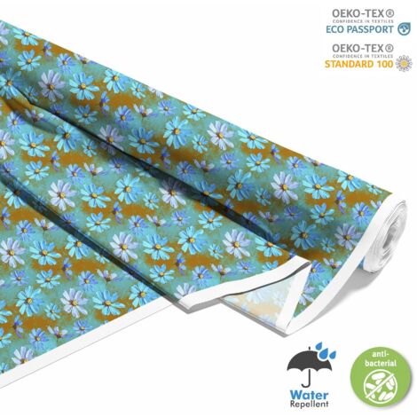 TISSUS DÉCORATIFS D'EXTÉRIEUR OXFORD - Motif Fleurs Bleues 2