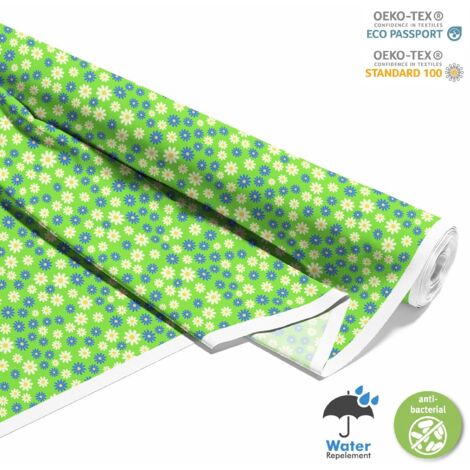 TISSUS DÉCORATIFS D'EXTÉRIEUR OXFORD - Motif fleurs bleues et blanches I DX474