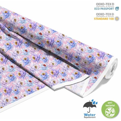 TISSUS DÉCORATIFS D'EXTÉRIEUR OXFORD - motif fleurs de lotus tropiques I DX227